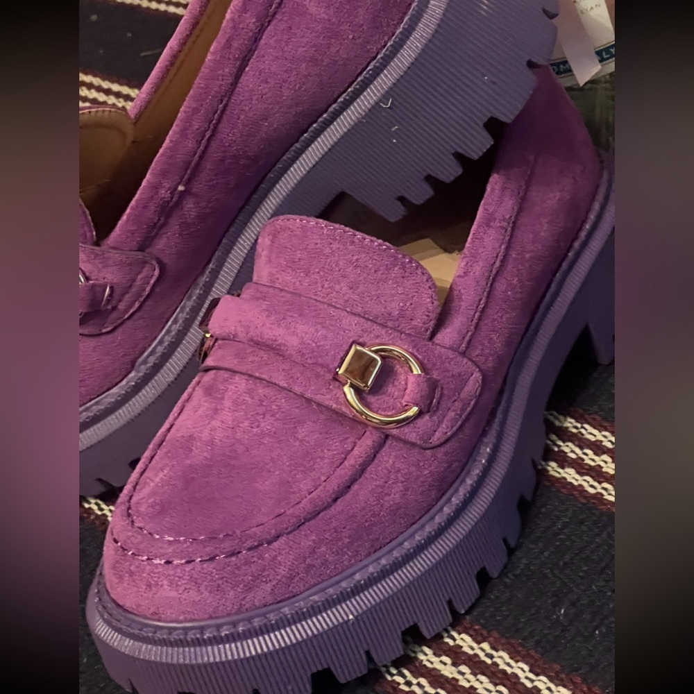 New purple vegan suede moccasins loafers 37/38